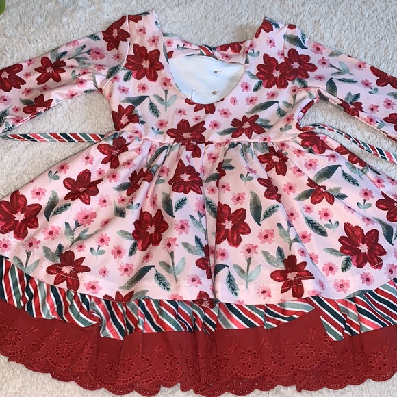 NWT Cheeky Plum Myra Dress 6-12M Poinsettia Parade Red & White Floral - Picture 7 of 12